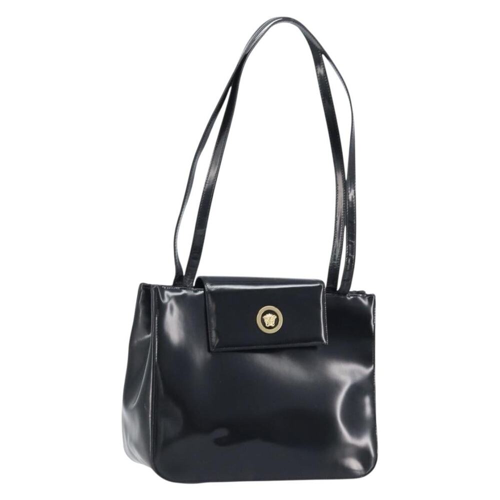 Gianni Versace Patent Leather Tote Bag Black